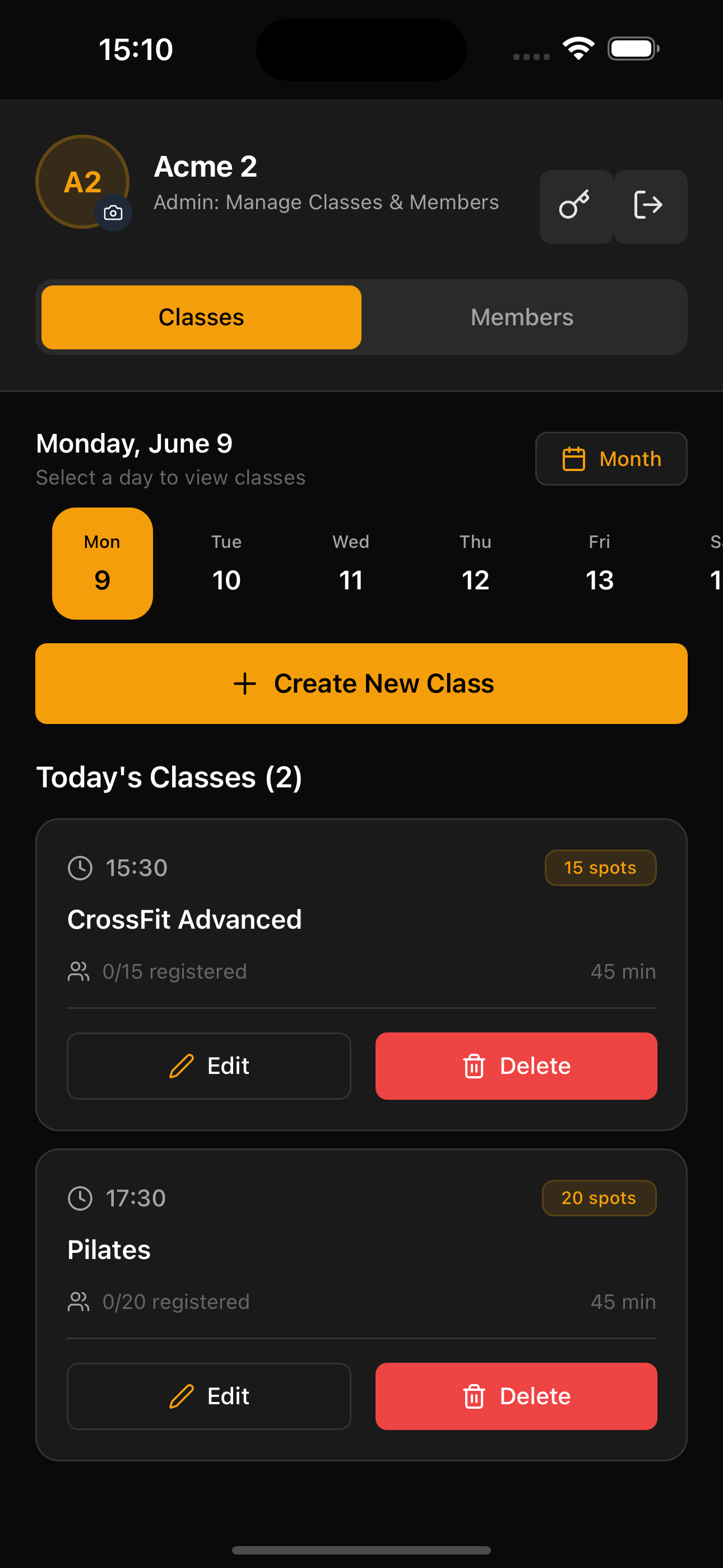 Claseo App - Dark Orange Theme