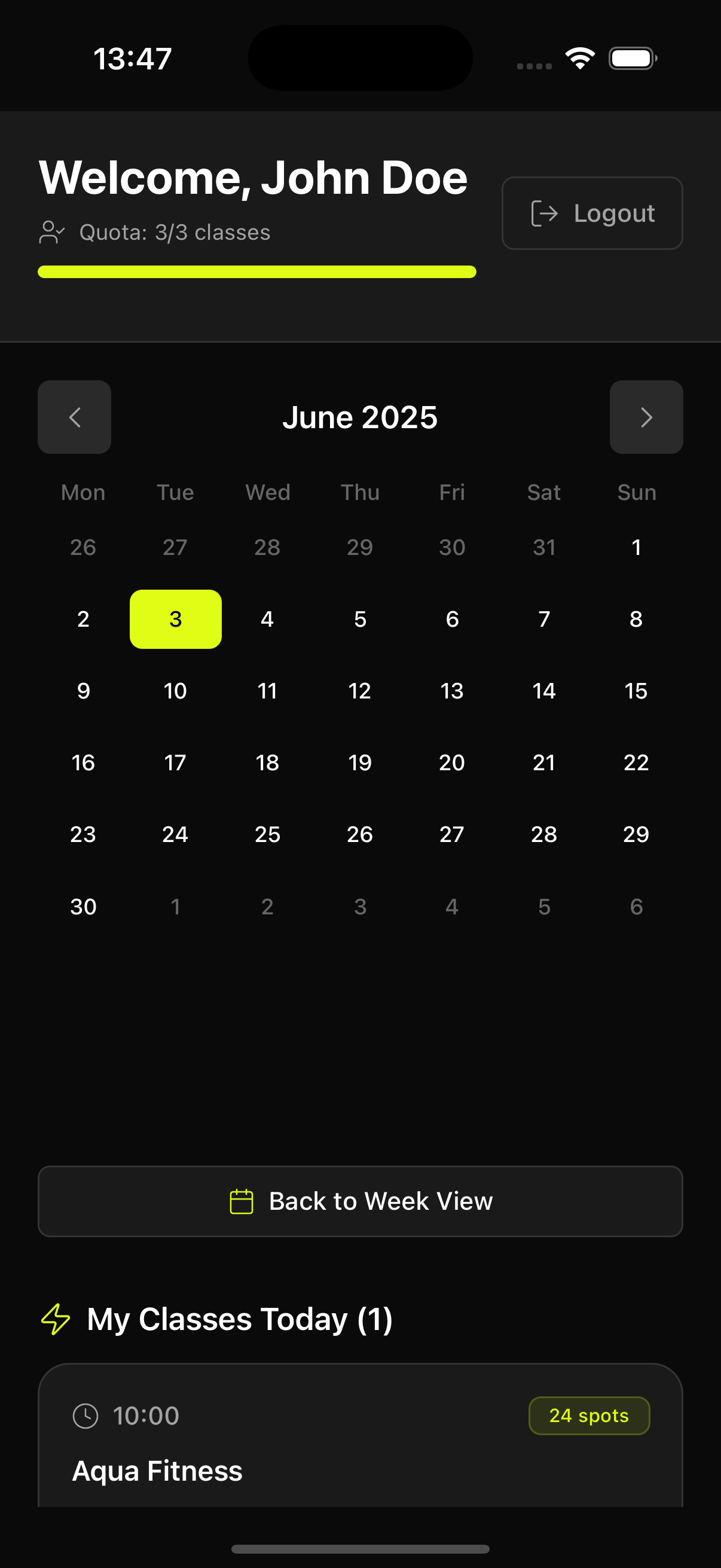 Generic App Calendar View